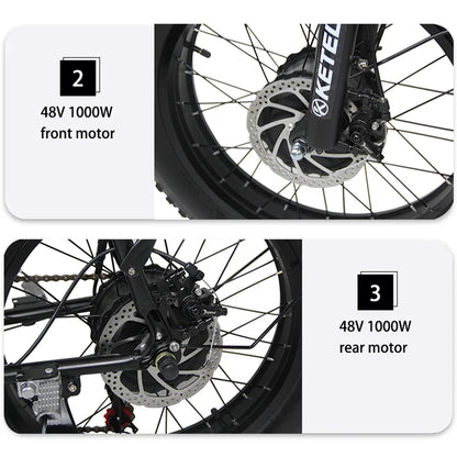 20 inch 2000W Electric Mountain Bike with Front Rear Dual Hub Motor 48V 17.5Ah