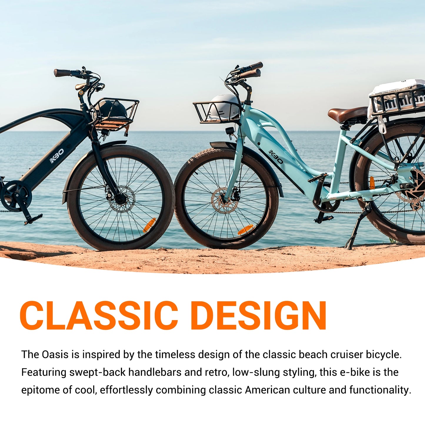 26"X3" KBO Oasis Cruiser Electric Bike 48V 500W 15AH Fat Tire Classic