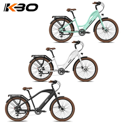 26"X3" KBO Oasis Cruiser Electric Bike 48V 500W 15AH Fat Tire Classic