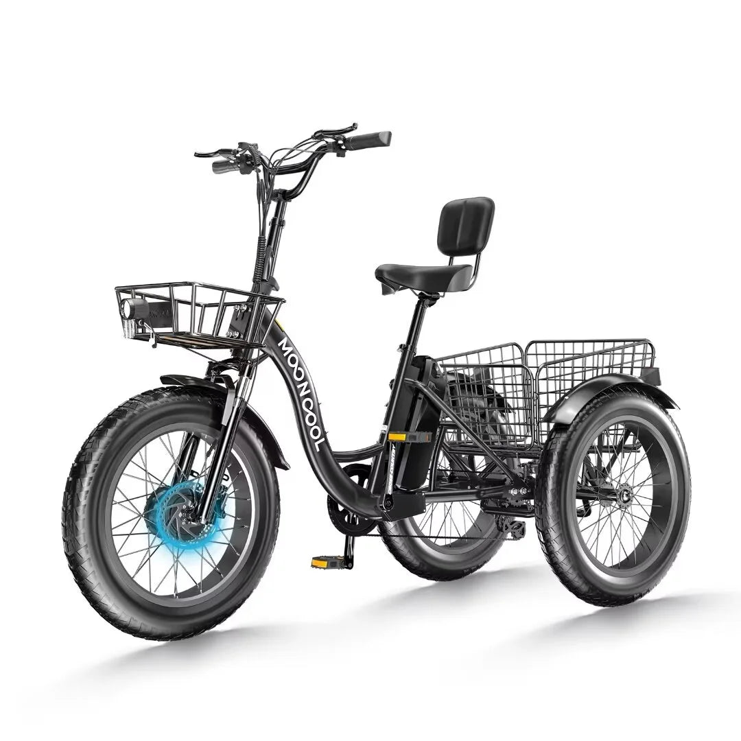 20" Electric Trike Tricycle for Adults, 7 Speed Fat Tire Electric Trike, 3 Wheels Bike for Adults with Front and Rear Baskets, Lithium Battery UL Certified